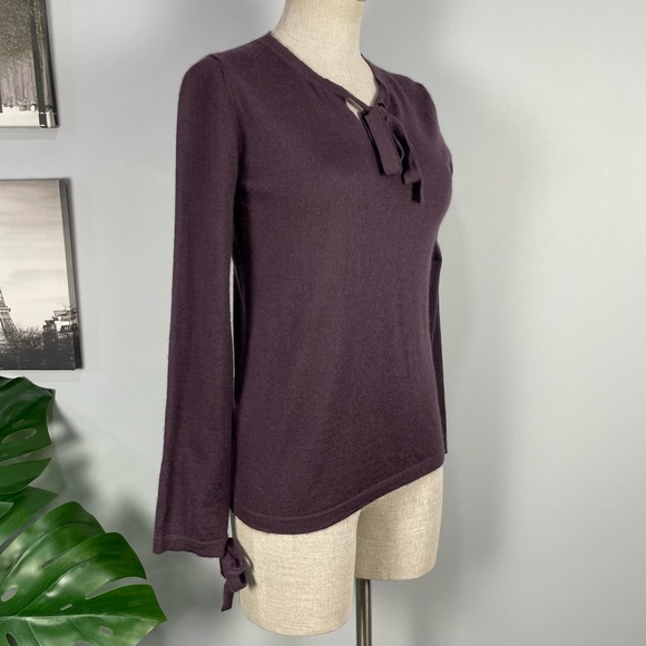 BLACK GOAT cashmere silk purple career luxury sweater Sz M - Picture 5 of 14